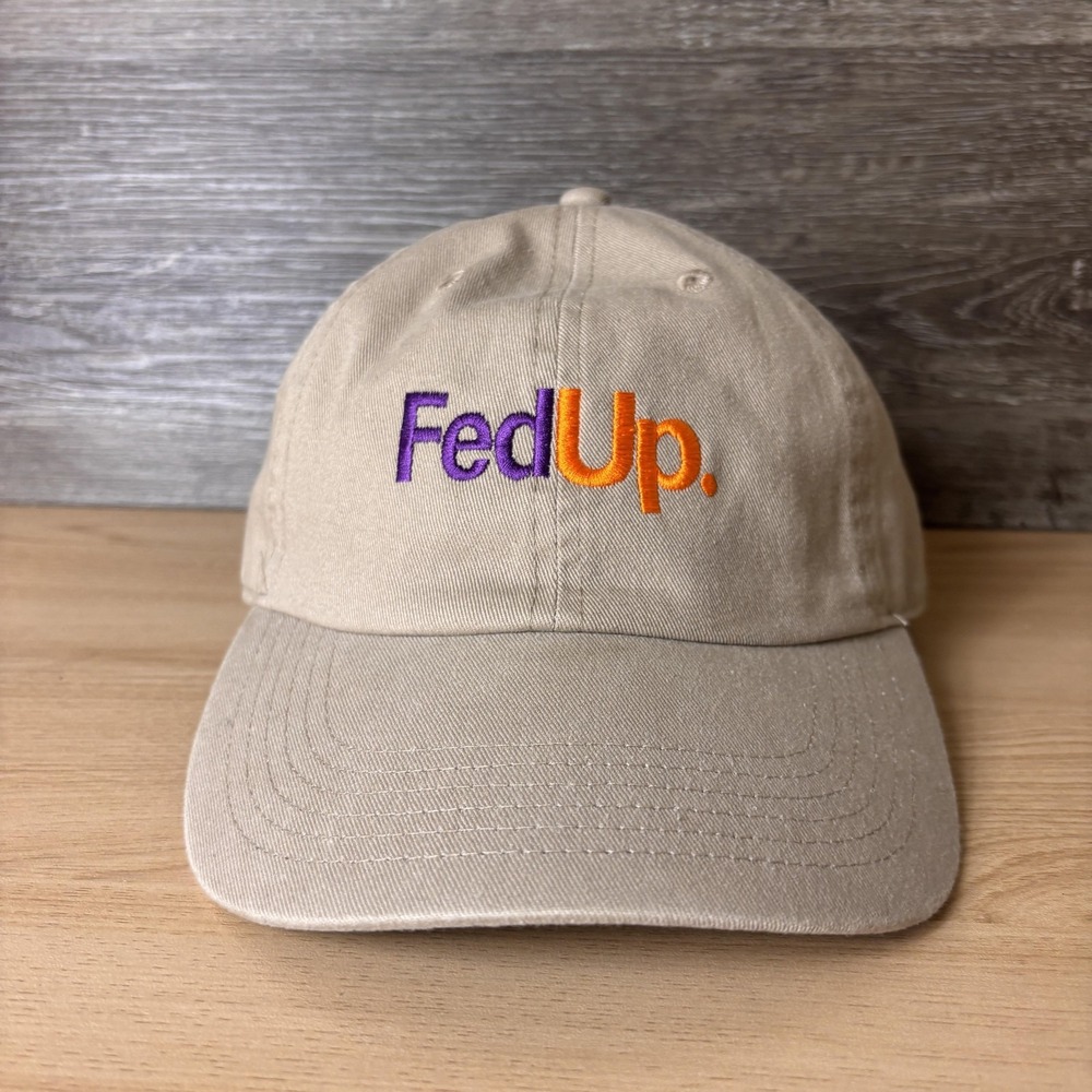 Fed Up Hat Cap Strap Back One Size Khaki Cotton Embroidered Parody Dad Hat Mens